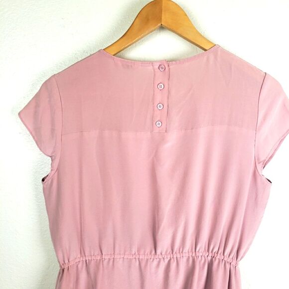 Women's Fossil Fanned Button Lilac Mauve Short Elegant Silk Dress Size Small - Picture 9 of 12